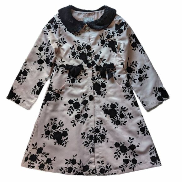 Girls Rare Editions Pink & Black Coat, Size 6 - Picture 1 of 11